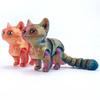 3D Printed Mini Cute Cat Figure Multi-joint Movable with Glittering Eyes for Room Decoration Accessories Kids Gift