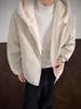 Herren Winter American Eagle Kapuzen-Lederjacke mit Litschimuster und warmem Kaninchenfell-Futter