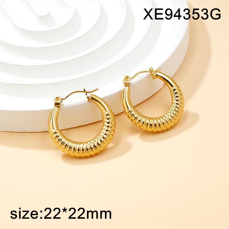 2026 Titanium Steel Gold Plated Geometric Earrings: Women's Light Luxury, Simple Fashion European Style Set.