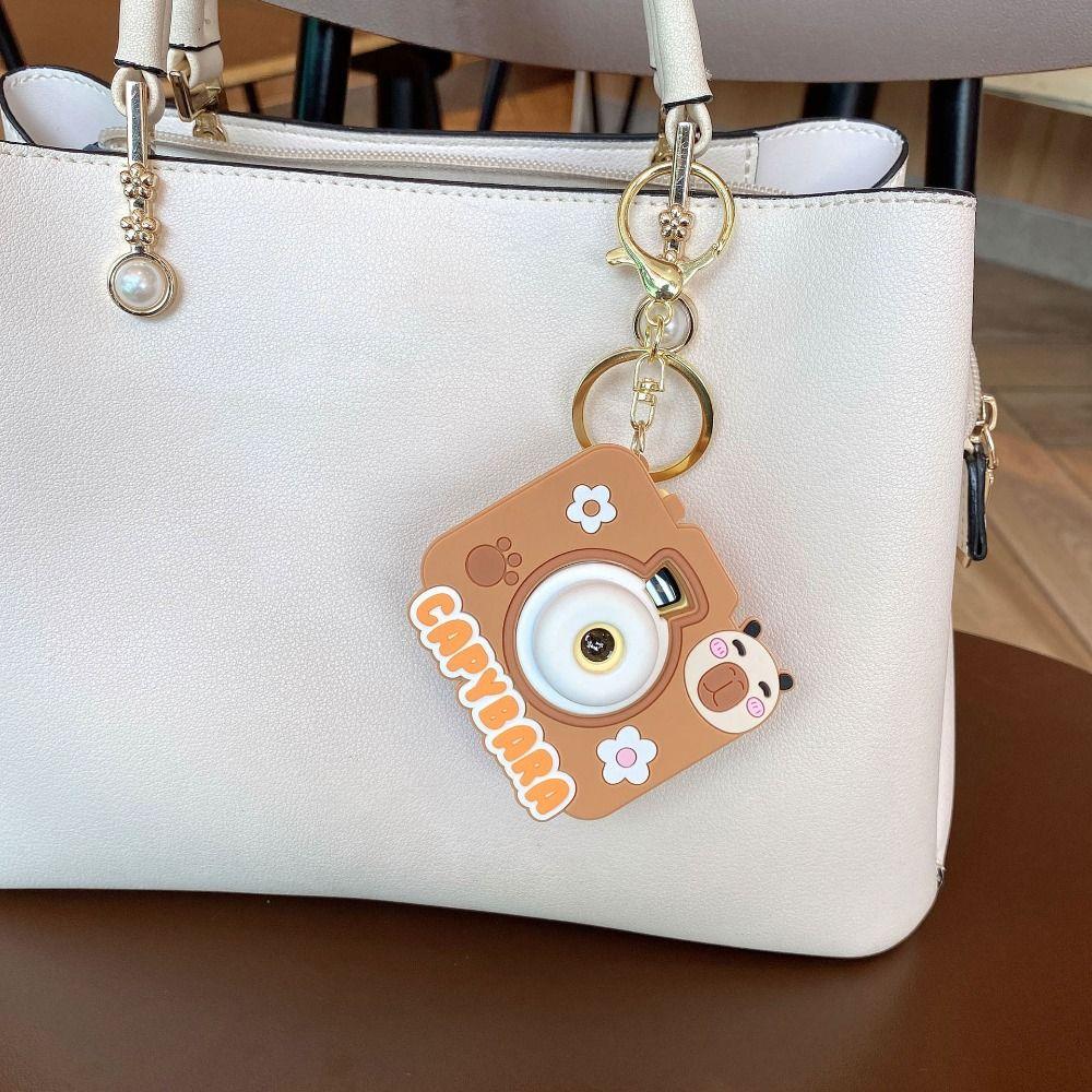 2Pcs Simulation Luminous Cartoon Key Ring Projection Bag Pendant  Children's Toys