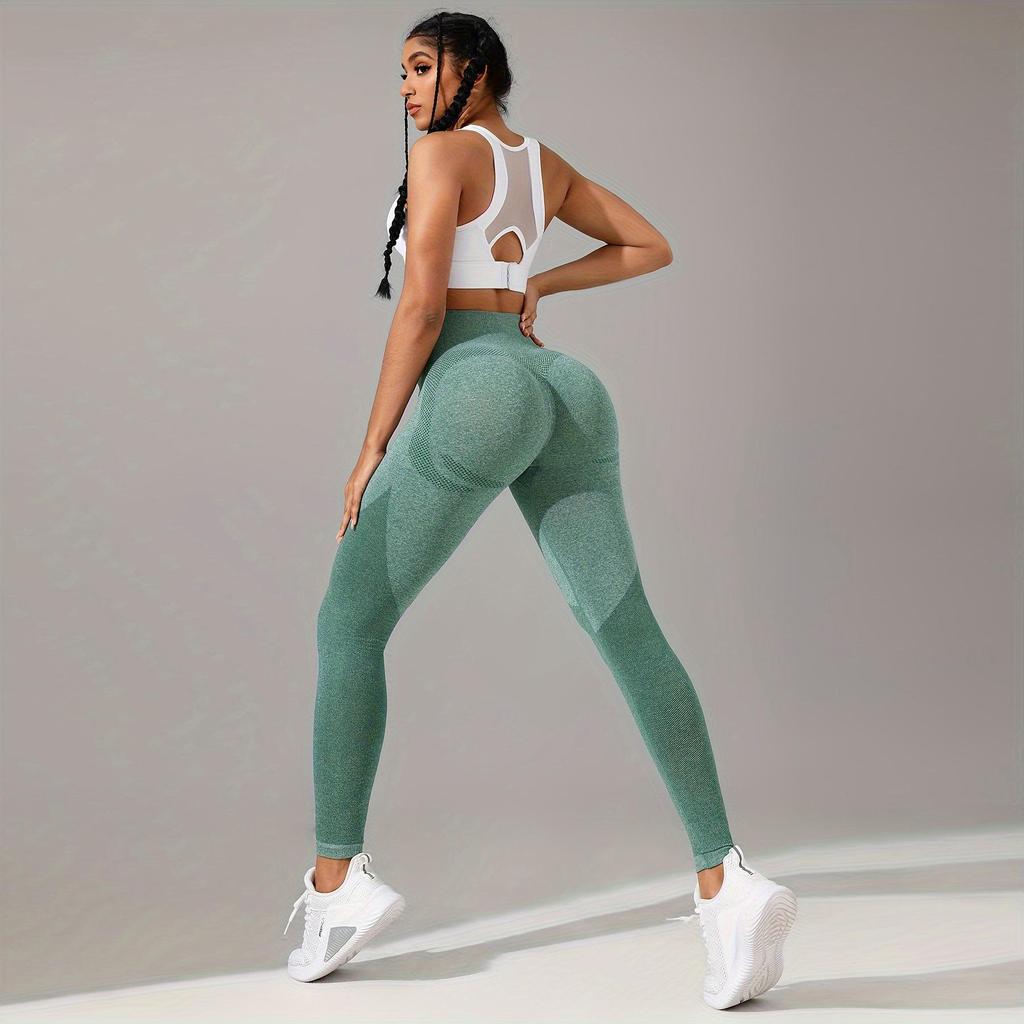 Europäisch-Amerikanisches Nahtloses Yoga-Set mit Hohem Bund: Damen Hüftlift Leggings Yogahose & Sportoberteil