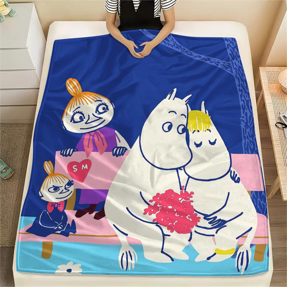 Moomin3 Flannel Blanket, High quality Comfortable for All Seasons, Home Decor, Warmth and Comfort