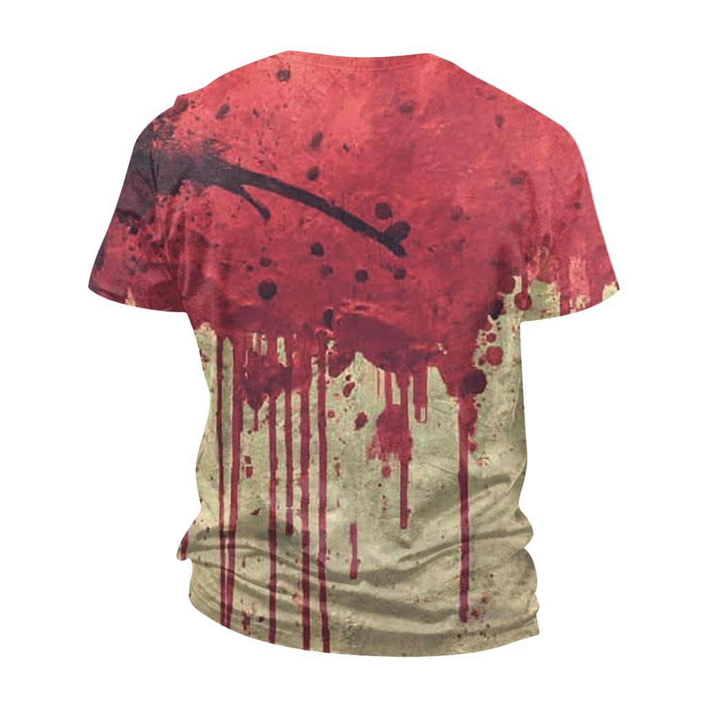 Pánské tričko s krátkým rukávem s potiskem Halloweenu, s kulatým výstřihem, bavlněného vzhledu