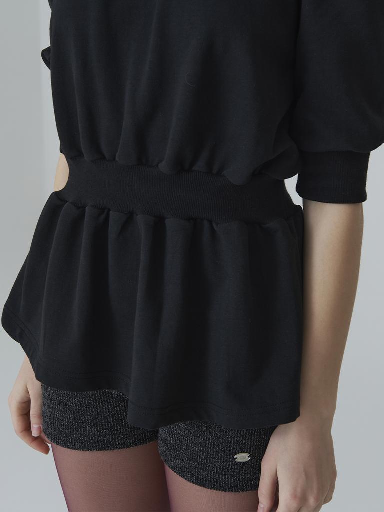 ADOREBELLE Off-Shoulder Angel Cubic T-Shirt - Black