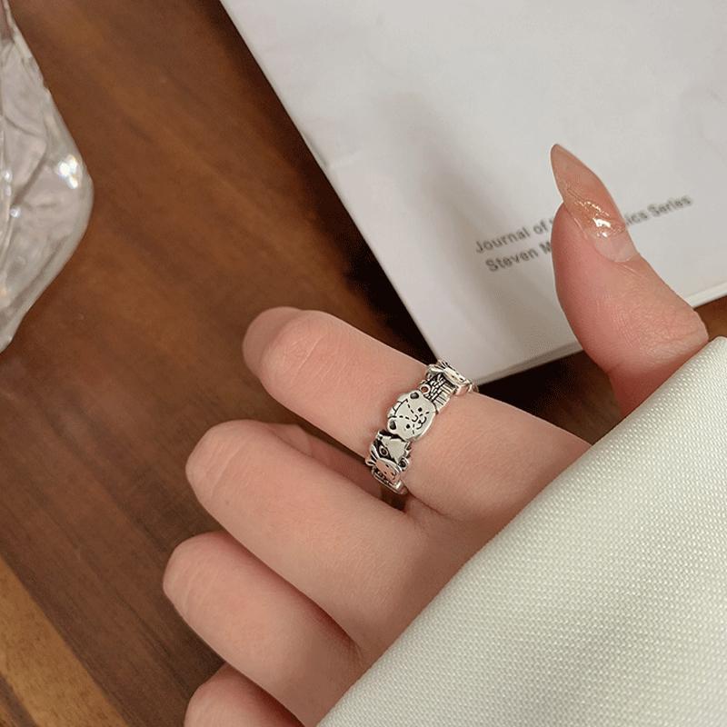 S925 Trendy Pure Silver Animal Open Ring For Women With Eyecatching Geometric Shapes And Elegant Retro Elements Gifting For