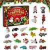Weihnachtsgeschenk für Kinder 3D-gedruckter Adventskalender, 24-Tage Tierfiguren Countdown-Box Schreibtisch-Ornament Dekoration mit beweglichen Gelenken,
