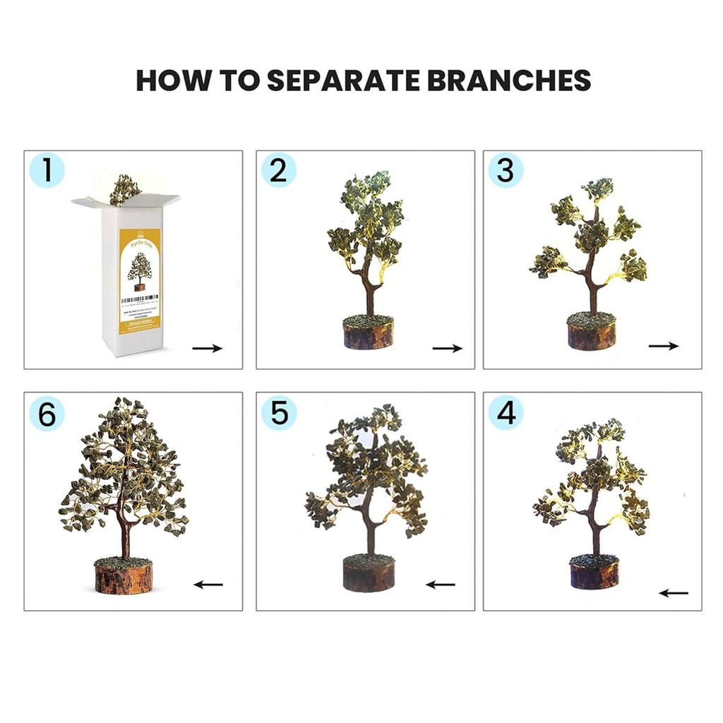 Pyrite Crystal Tree for Money - Money Stone Tree for Wealth, Confidence, Vastu Correction, Positive Energy