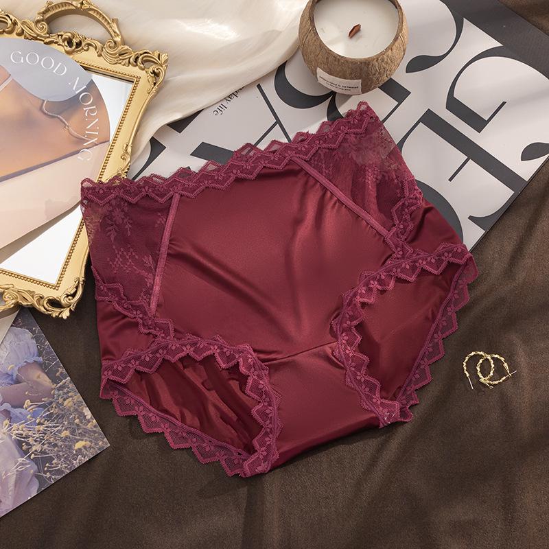 

Женские трусики большого размера с высокой посадкой из атласного кружева - Сексуальные, дышащие и удобные с ластовицей из чистого хлопка XL [120-150 lbs] вино красного