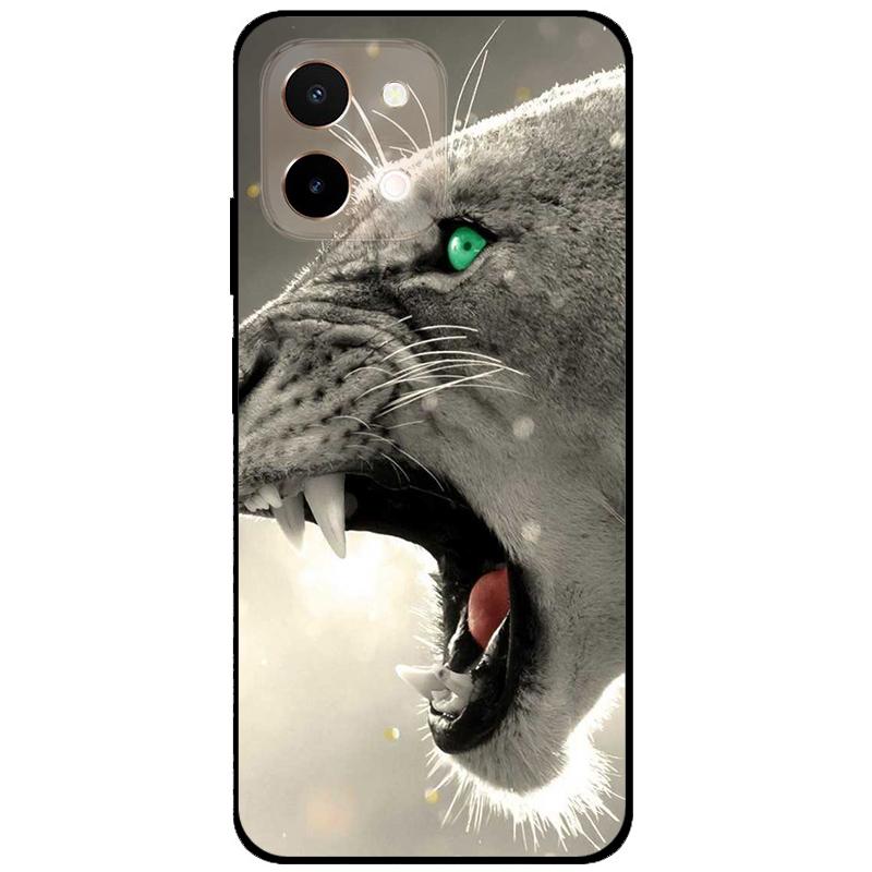 For Vivo Y28 4G Case 6.68'' Black TPU Silicon Cartoon Protection Cover for VivoY28 Y 28 4G Shockproof Capa Wolf Animals Soft Bag