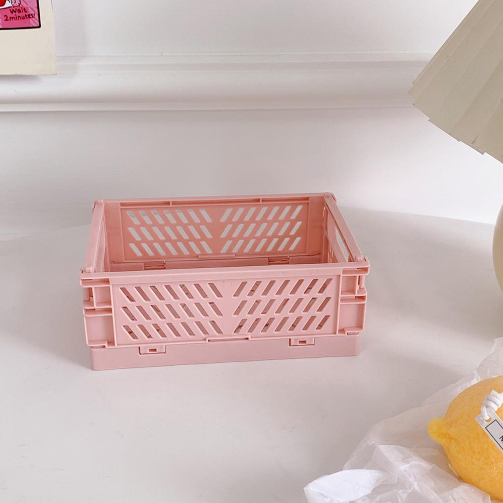 Mini Folding Plastic Storage Box Foldable Plastic Storage Case Desktop Carrying Basket