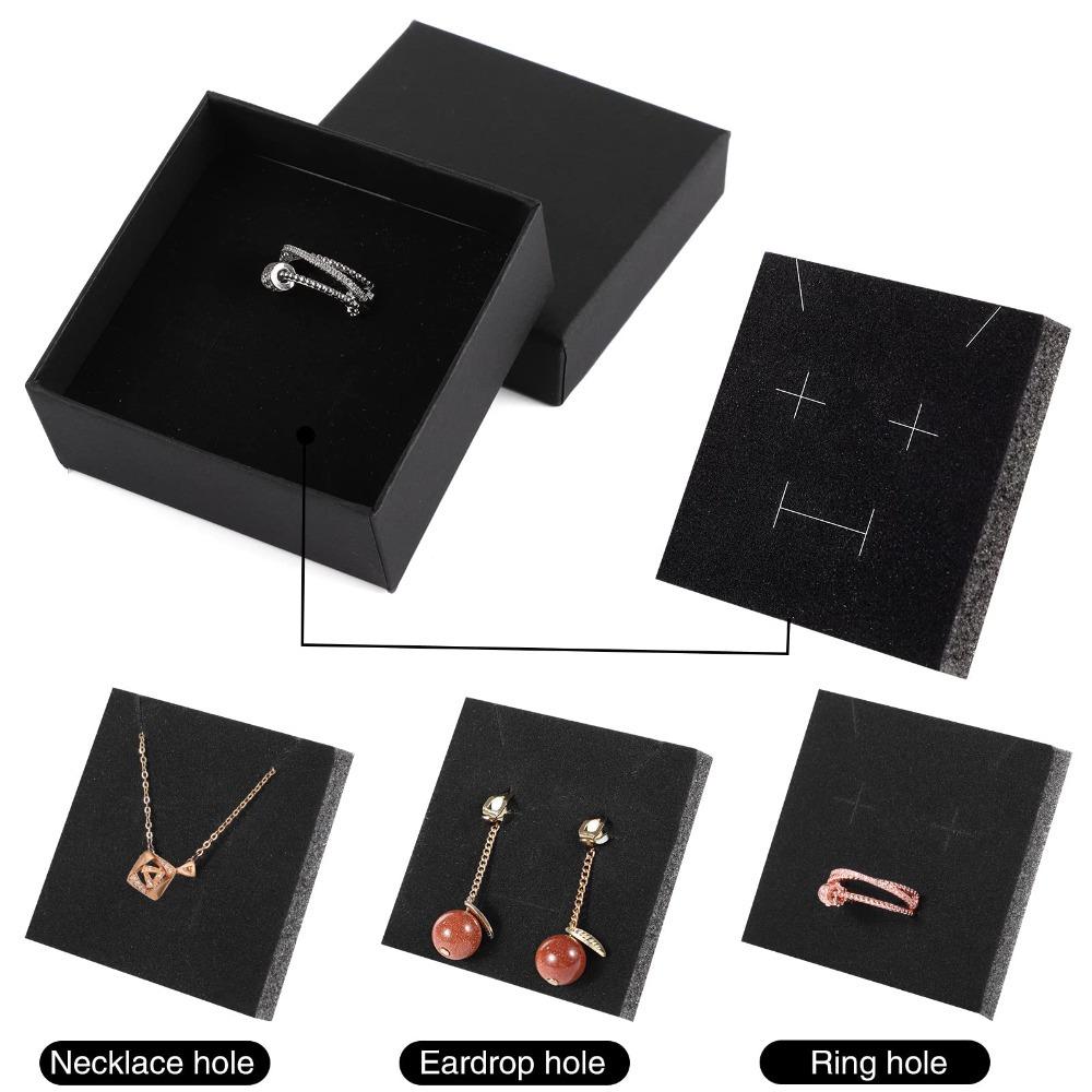 8pcs Black Jewelry Drawer Boxes Paper Gift Box with Foam Insert Display Box Party Favor Box Square Treat Boxes Gift Packaging Box Gift Wrap Box