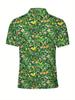 Men's Short Sleeve Polo Shirt with Flat Digital Print Pattern - No Texture