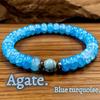 Turquoise Pattern Agate Abacus Bead Bracelet - Ice Crack Blue Jade Design