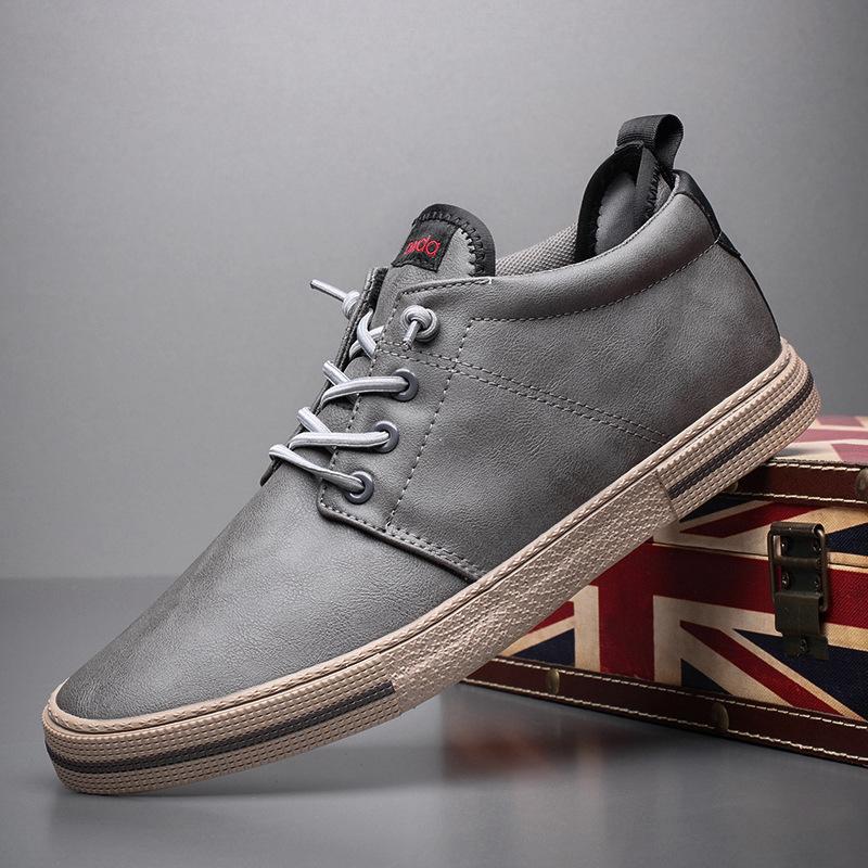 High Quality Leather Fashion All Black Sneakers Men Zapatos Hombre Men Casual Flats Shoes 2024 New