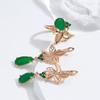 Kienl New  Rose Gold Long Earring For Women Vintage Green Natural Zircon Flower Drop Earrings Bride Wedding Jewelry