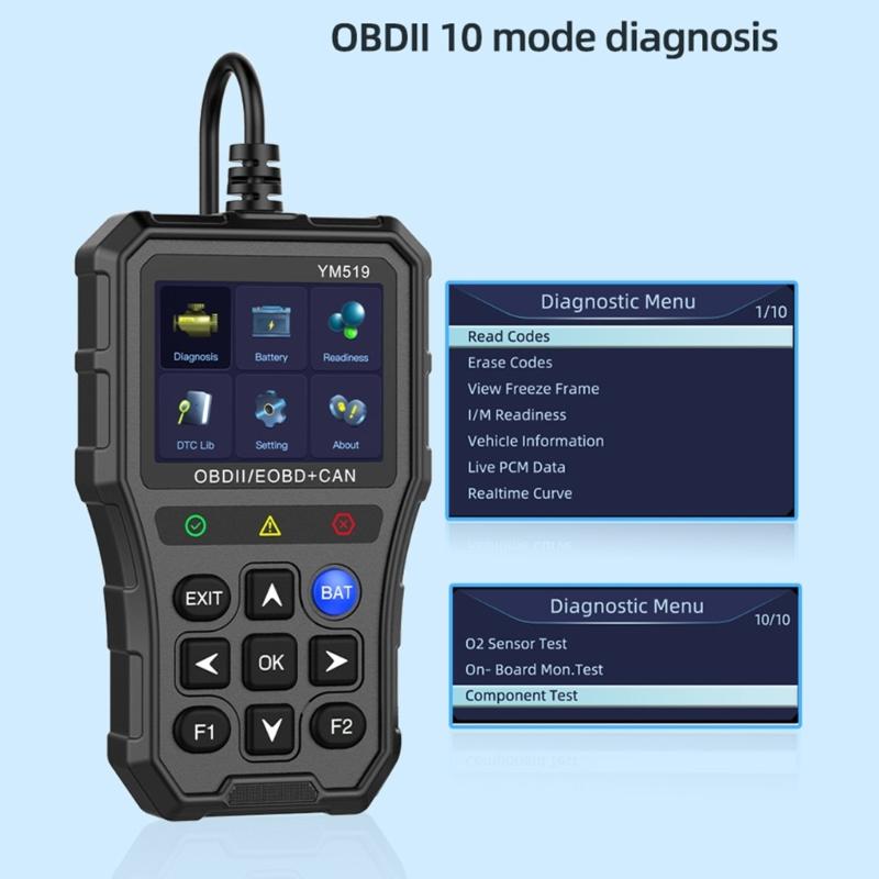 2.8in Color Screen Code Reader OBD2 Scanner Battery Tester Auto Diagnostic Scan Tool with Freeze Frame Readiness