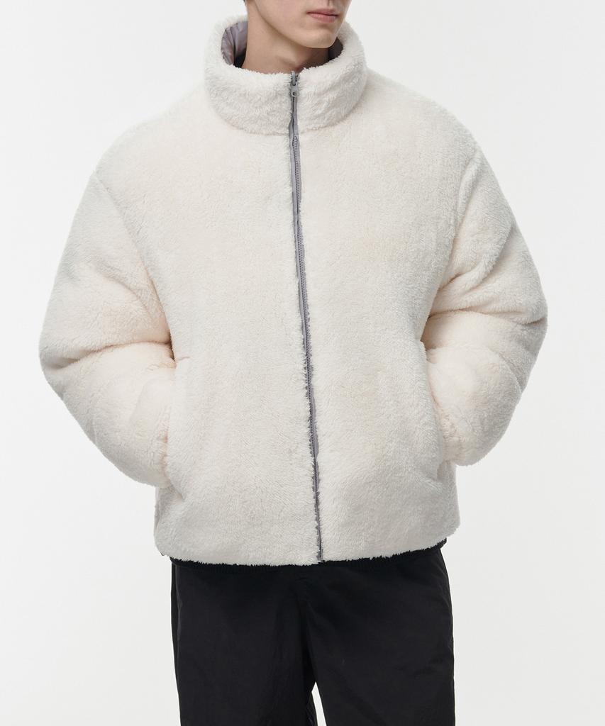 Musinsa Standard Daily Puffer Reversible Fleece Short Padded Jacket [Light Gray/Ivory]