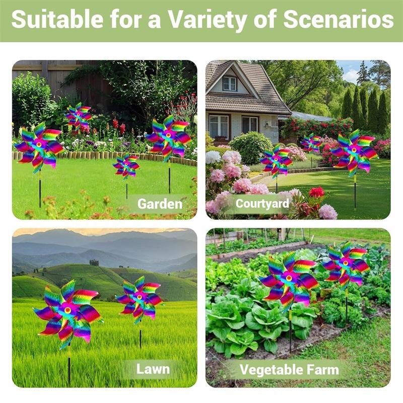 1/10X Bird Repellent Reflective Windmill Anti Bird Wind Spinner for Garden Orchard
