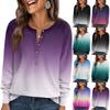 Women's Casual, Loose, Gradual Change Printed V-neck Top T-shirt