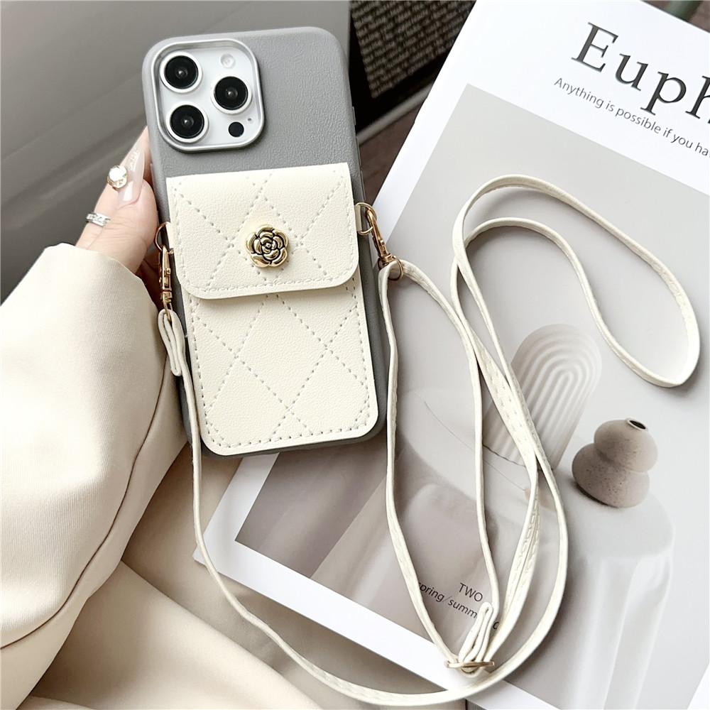 Phone Case For Samsung S25 S24 S23 S22 Ultra S21 Plus S20 FE Note 20 3D Flower Leather Wallet Card Bag Crossbody Lanyard Cover