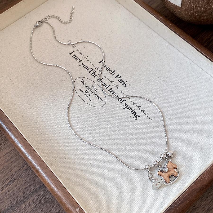 French simple zircon natal year pony pendant necklace accessories women's sweater chain necklace