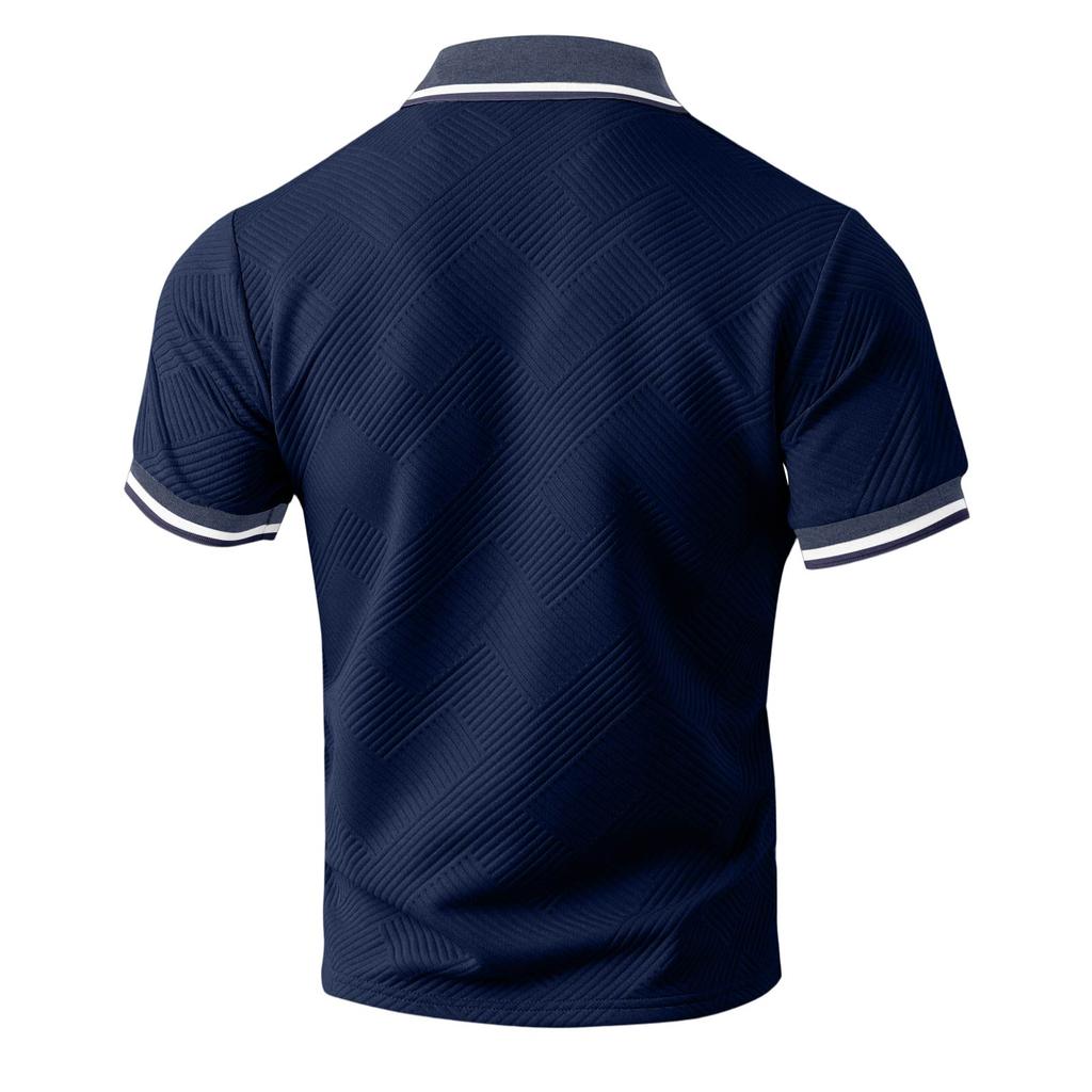 Men’s Slim Fit Polo Shirt Short Sleeve Casual Turn Down Collar Button Front Lightweight Top