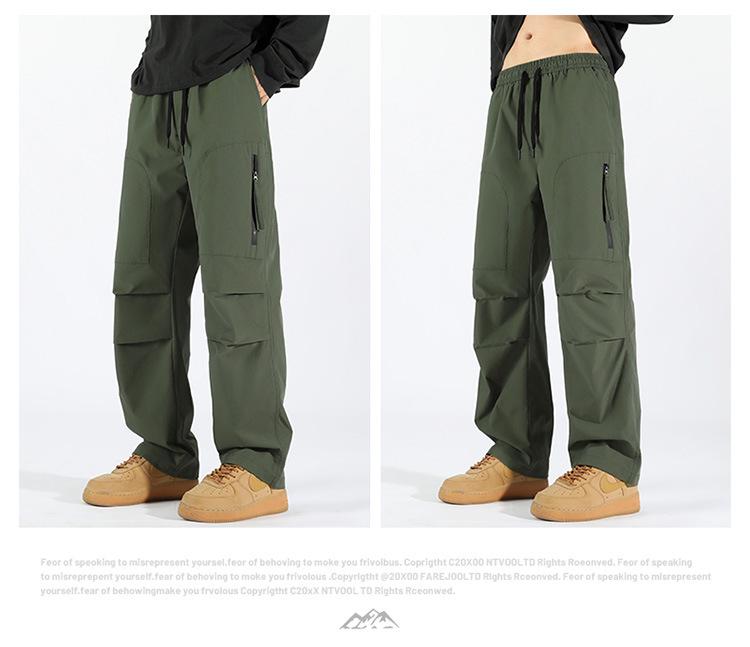 2024 Men's Trendy High Street Cargo Pants: Spring/Autumn, Handsome Loose Fit, Waterproof for Outdoor and Mountaineering
