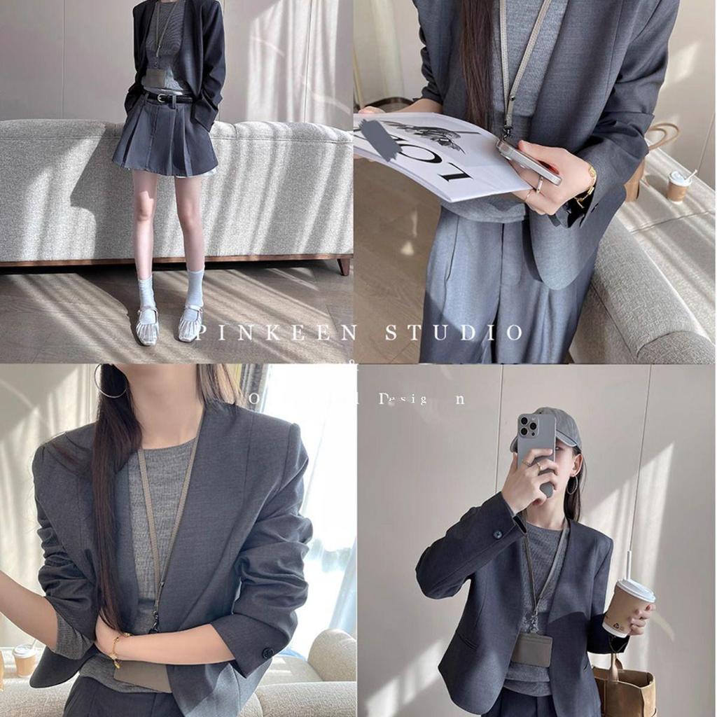 Dámské šedé sako s výstřihem do V a dlouhým rukávem na jaro - Neformální, minimalistické, střih pro petite postavu a na dojíždění 2025