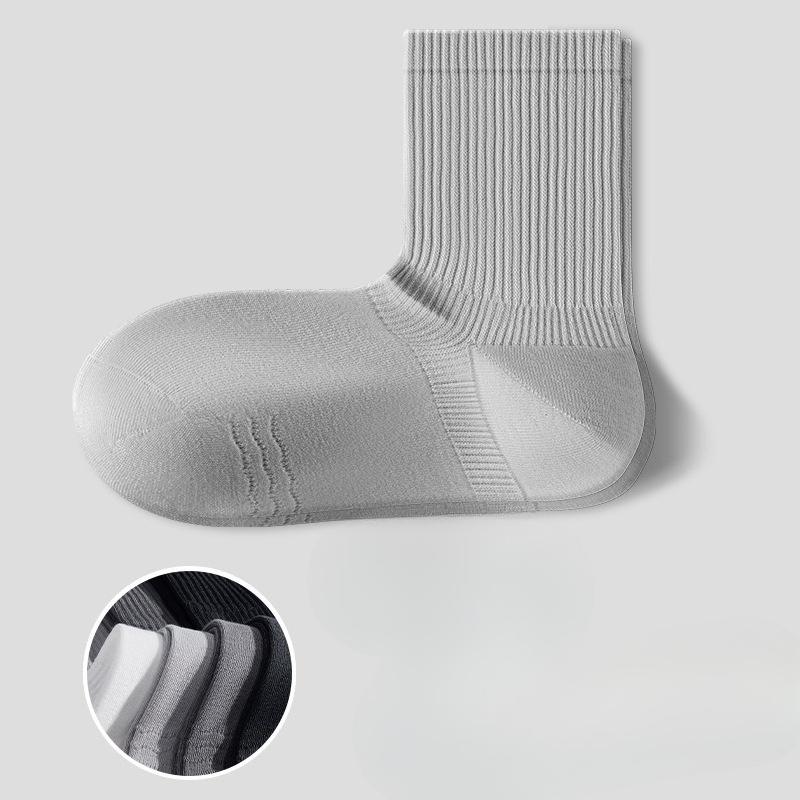 Men's Summer Thin Breathable and Sweat Absorbing 7a Antibacterial Non Constricting Mid-calf Cotton Socks
