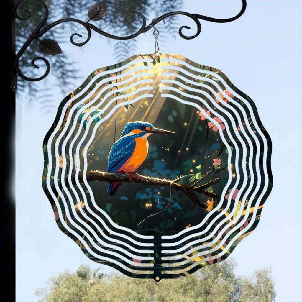Blue Bird 2D Metal Wind Chime - Handcrafted Outdoor Garden Decor with Soothing Melodies, Vibrant Bird Design for Patio