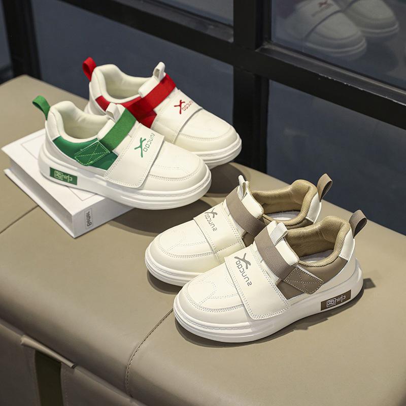 2025 Men's & Kids' Trendy Sports Shoes: Breathable Velcro White Shoes for Autumn