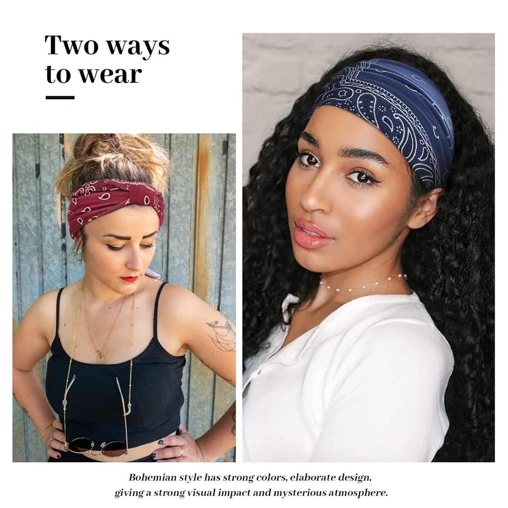 Women's Paisley Sport Yoga Headband - Sweat-Absorbing, Elastic Cotton, Bohemian Style