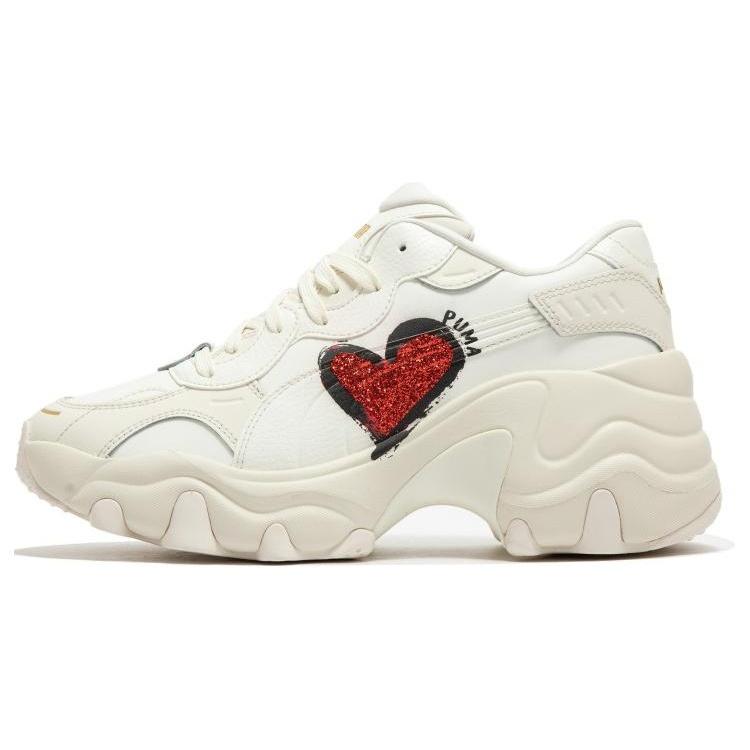 (WMNS) PUMA Pulsar Wedge CN Heart Sneakers  White Red  Women s 398674-01 EU 37