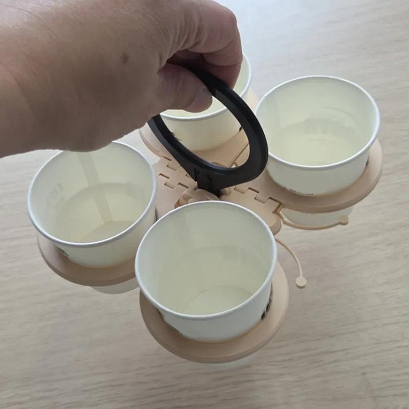 Butterfly 4-Cup Foldable Cup Holder Portable Collapsible Drink Carrier For Coffee Beverages Compact Heart-Shaped Design
