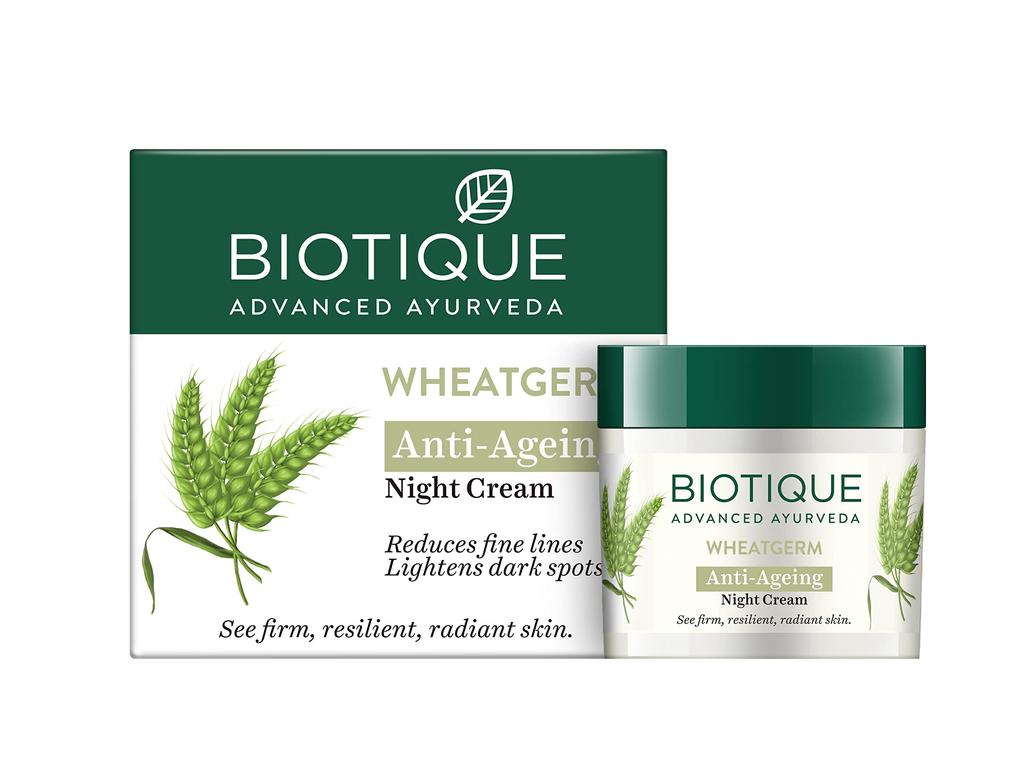 Biotique Wheat Germ Anti- Ageing Night Cream | Reduces Fine Lines | Lightens Dark Spots | 100% Botanical Extracts | Suitable for All Skin Types | 5
