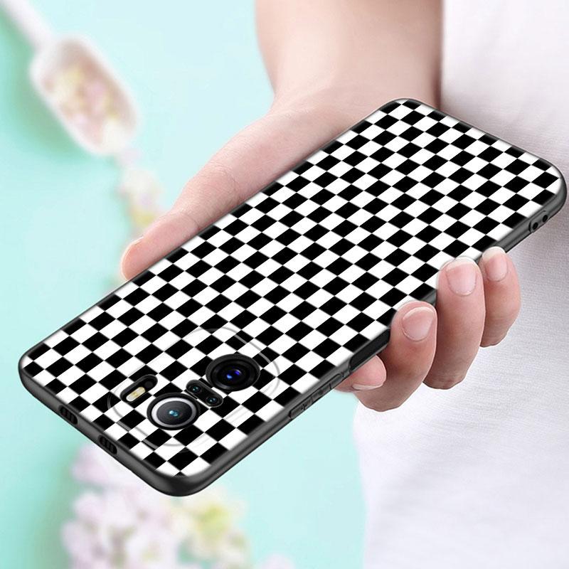 Czarne Białe Kraciaste Zebra Etui na Telefon Dla Xiaomi POCO F2 F3 M2 M3 M4 X3 X4 Pro NFC F4 GT 5G F1 X2 C3 C31 C40 M5S TPU Czarny Pokrowiec