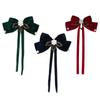 Vintage Style Black/Wine/Dark Green Bowknot Lapel Pin Unique Women' S Brooches Jewelry Exquisite Fashion Pearls Brooch