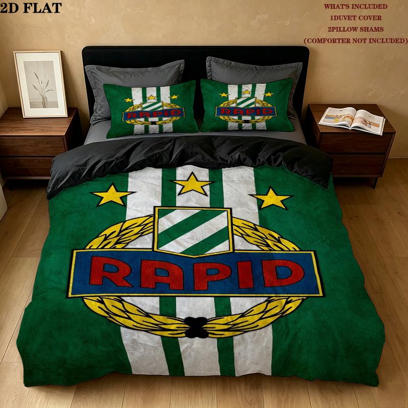 Sk Rapid Wien Pattern Bedding Uilt Set Uilt Cover Pillowcase Home Decoration Birthday Gift (1 * Duvet Cover + 2 * Pillowcase Without Core)