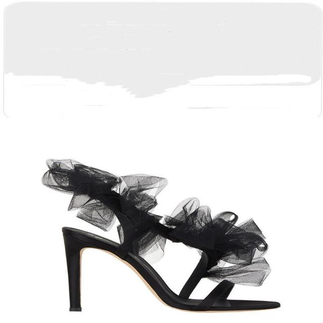 Women Sandals Black Organza Mesh Female Pumps Thin High Heel Solid Sexy Ladies Summer Shoes Fashion New Runway Sandias
