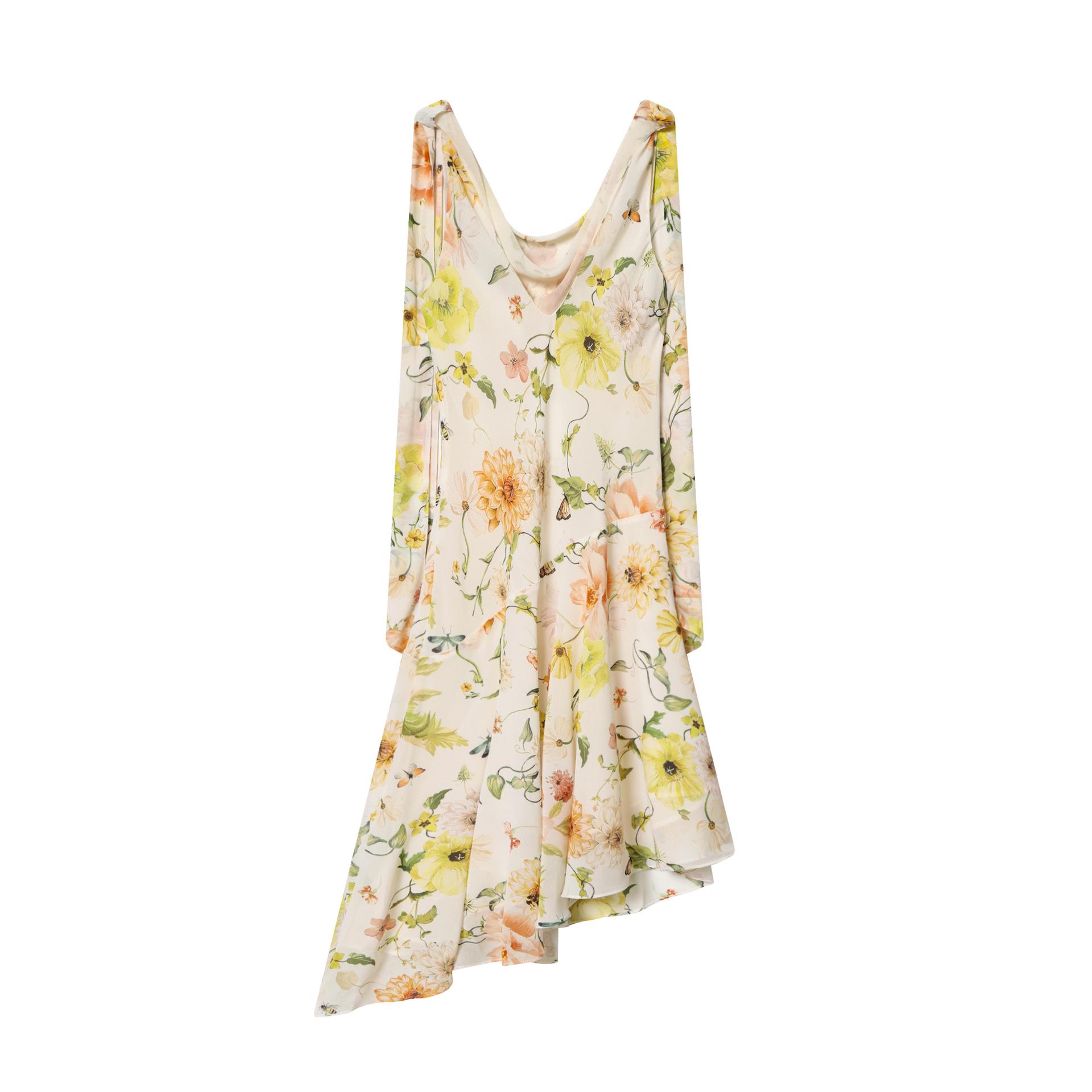 Женское платье European Spring 2026 с асимметричным драпированным вырезом L