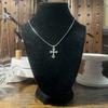 Handmade Gothic Stainless Steel Snake Cord Necklace With Mini Rhinestone Cross Pendant