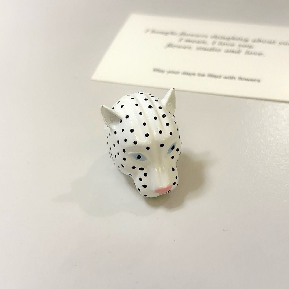 Personality Adjustable Leopard Head Enamel Ring Metal Wide Band Animal Ring Vintage Panther Drip Ring Popular Jewelry