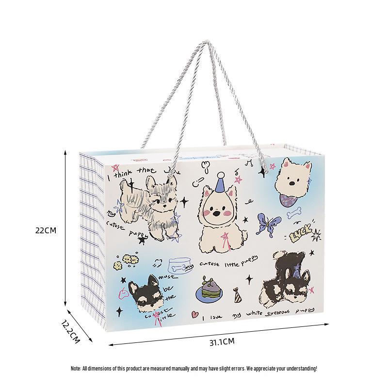 Children s Birthday Gift Box - Cream White Puppy Cartoon Magnetic Flip-Top
