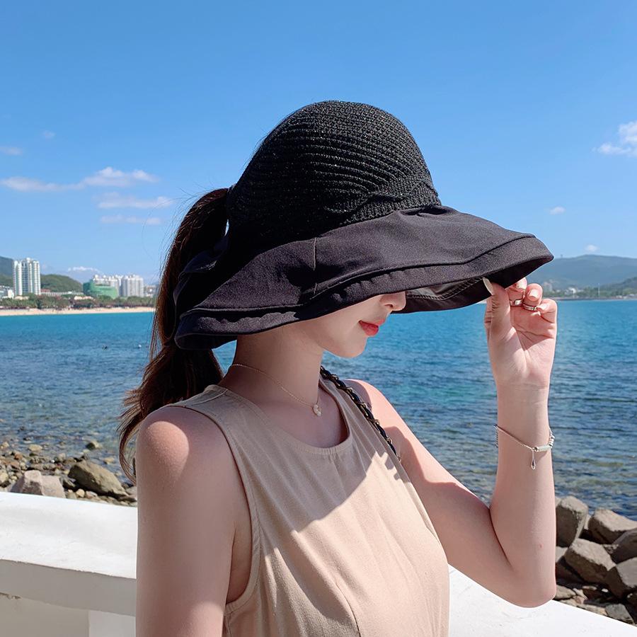 Deep Hat Brimmed Sweet Bow Solid Color Breathable Sweet Womens Sunshade Hats