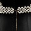 Elegant Strapless Pearl Embellished Vest with Body Chain