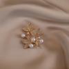 Pearl Leaf Rhinestone Anti-glare Clasp Brooch High-end Light Luxury Pin Coat Sweater Corsage
