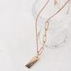 Atria Chain Mix Unbalanced Surgical Steel Pink Gold Necklace EWSSNSC0009