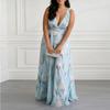 Women's spring new, European and American dresses, temperament printed waist V-neck dresses