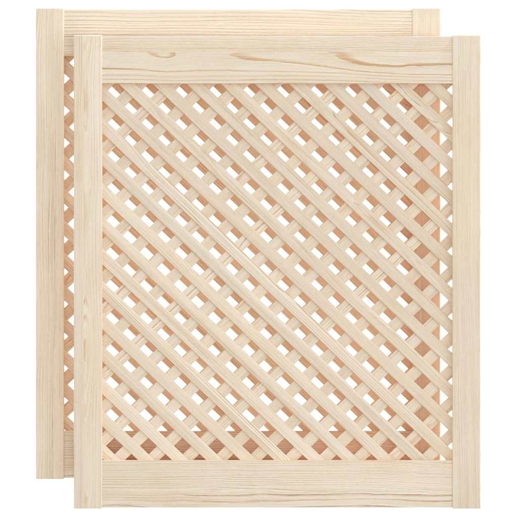 Cabinet Doors 2 Pcs Grid Design 59.5 X 69 Cm Solid Pine Wood