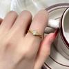 18K Gold Plated Sterling Silver Ring with Round Cubic Zirconia: Retro Palace Style Light Luxury Index Finger Accessory
